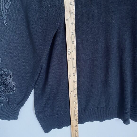 Lane Bryant Pullover Sweater 14/16 Black Lace Applique V Neck Fairy Whimsigoth - Picture 10 of 10